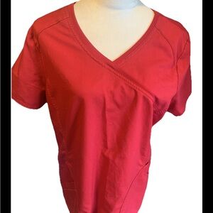 Cherokee Workwear Red Scrub Top Size Large WW687ABT